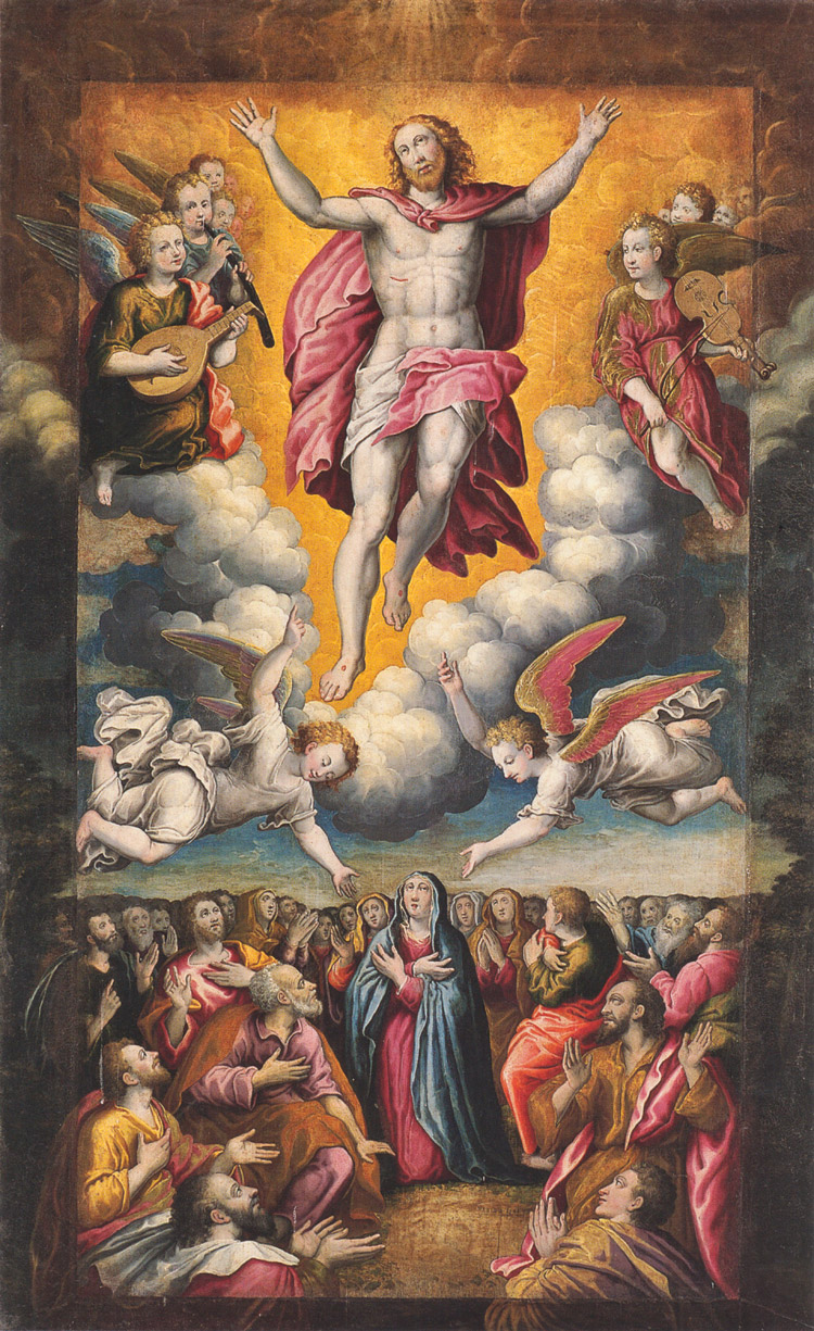 Das Tafelbild von Ramazzani zeigt den siegreichen Christus, der, von Engeln begleitet, in den Himmel hinaufsteigt und die Jüngerschar auf der Erde zurückläßt.